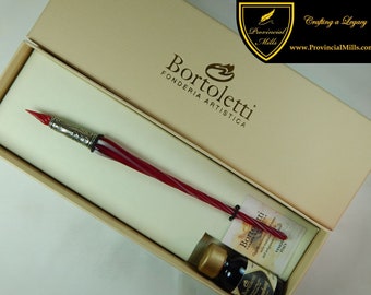 Bortoletti Murano Glass Twisted Glass Pen with Removeable Glass Nib - 6 Colors - #SET32