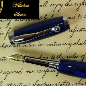 Vellichor Fountain Pen with Blue Acrylic - Free Shipping #FP10238