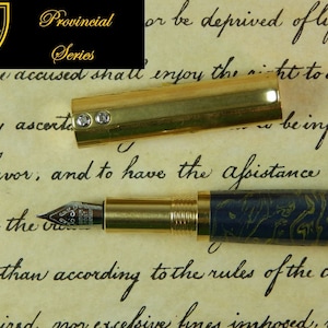 Provincial C3604 Brass Fountain Pen with Navy Titanium and Gold - Free Shipping #ME121