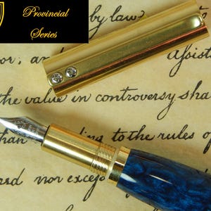 Provincial C3604 Brass Fountain Pen with Blue Acrylic - Free Shipping #FP10247