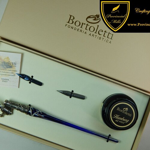 Bortoletti Murano Glass Dip Pen With Bronze Nib Holder Set Etsy