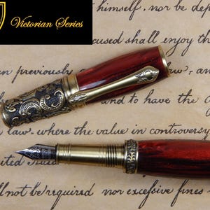 Victorian Fountain Pen - Midnight Flame Acrylic - Free Shipping - #FP10119
