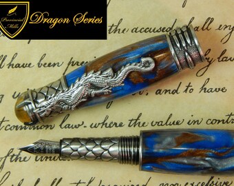 Sapphire Dragon Fountain Pen Free Shipping #FP10176