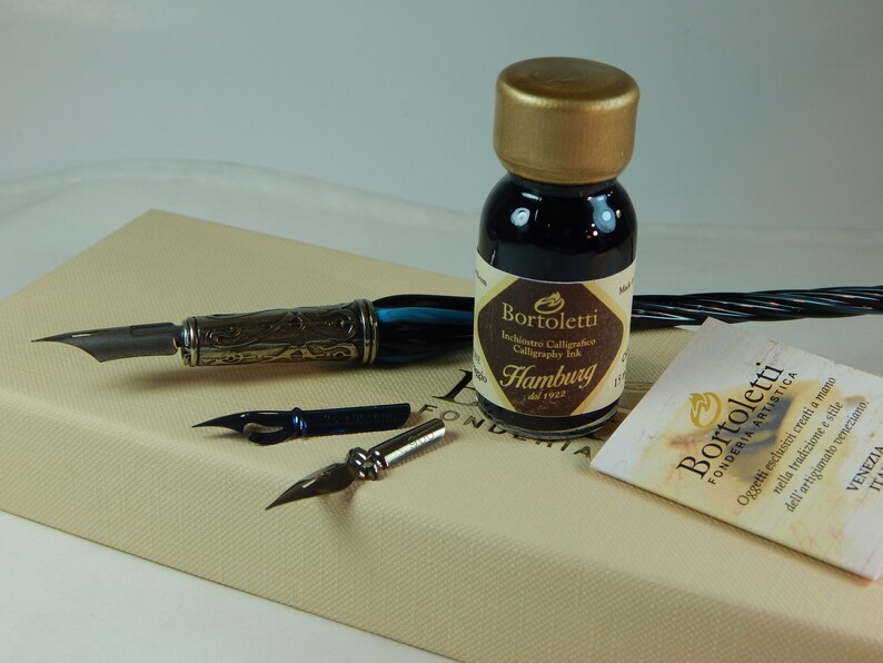 Bortoletti Murano Glass Dip Pen With Bronze Nib Holder Set Etsy