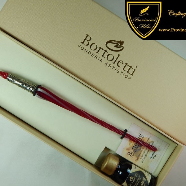 Bortoletti Murano Glass Twisted Glass Pen with Removeable Glass Nib - 6 Colors - #SET32