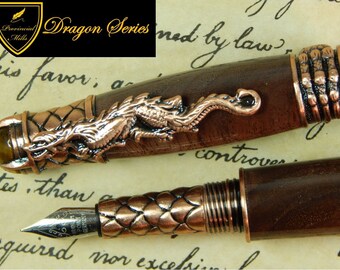 Dragon Fountain Pen with Walnut Wood - Free Shipping #FP10178
