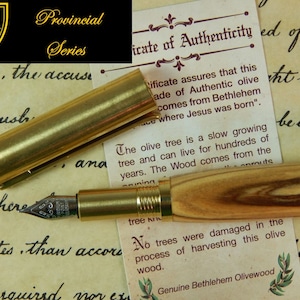 Provincial C3604 Brass Fountain Pen with Bethlehem Olive Wood - Free Shipping #FP10165