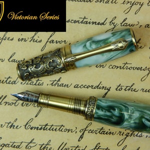 Victorian Fountain Pen - Irish Tide Acrylic - Free Shipping - #FP10118