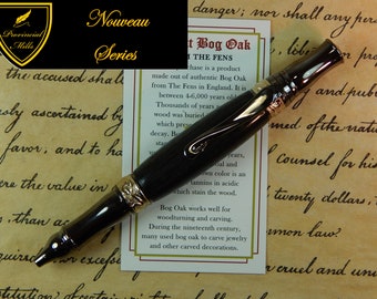 Nouveau Sceptre Twist Ballpoint Pen with Ancient Bog Oak - Free Shipping #BP00270