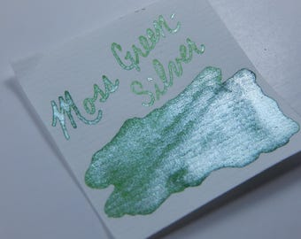 De Atramentis Fountain Pen Ink 45ml - Moss Green -Silver - Pearlescent