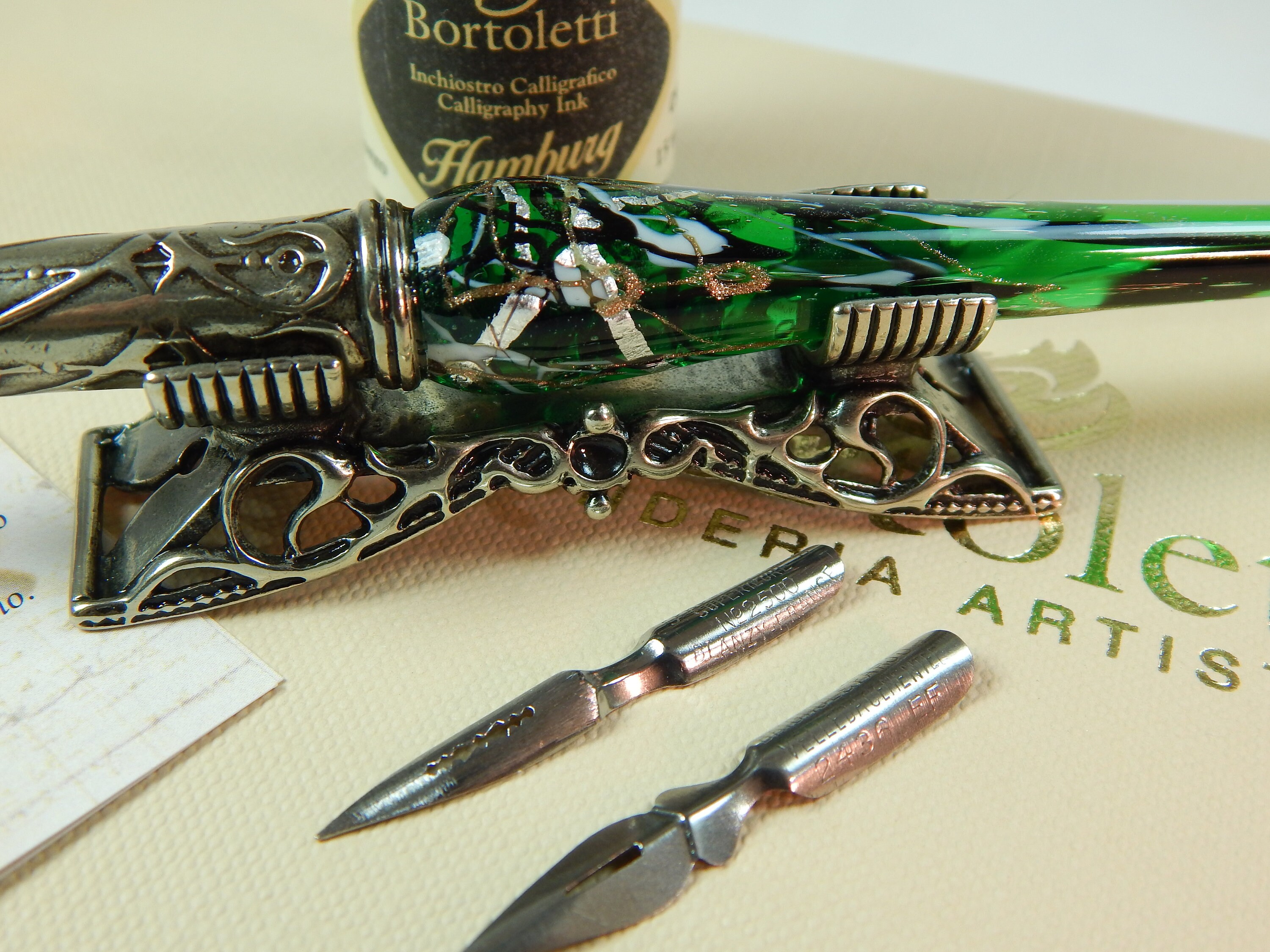 Bortoletti Murano Glass Dip Pen With Bronze Nib Holder Set Etsy