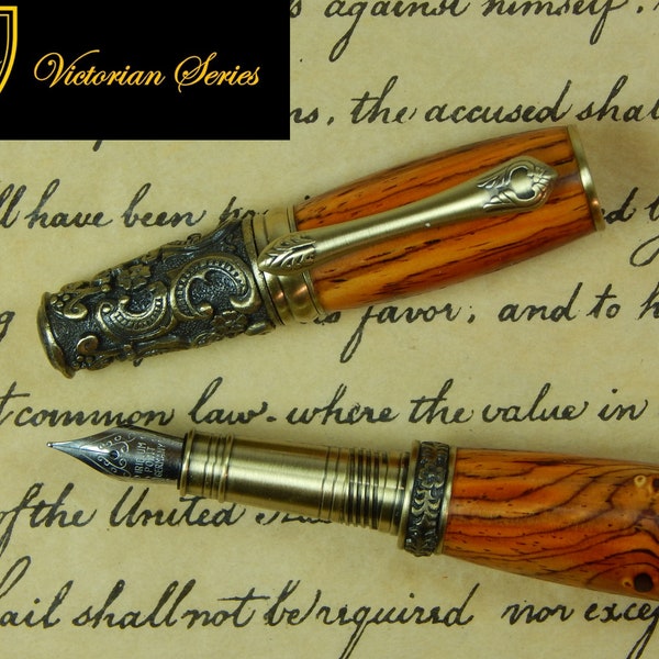 Victorian Fountain Pen - Cocobolo Wood - Free Shipping - #FP10117