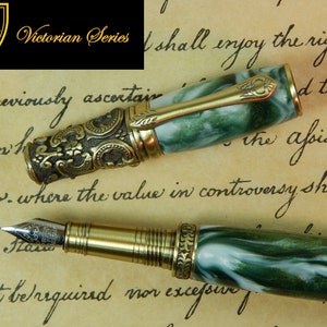 Victorian Fountain Pen - Irish Tide Acrylic - Free Shipping - #FP10118