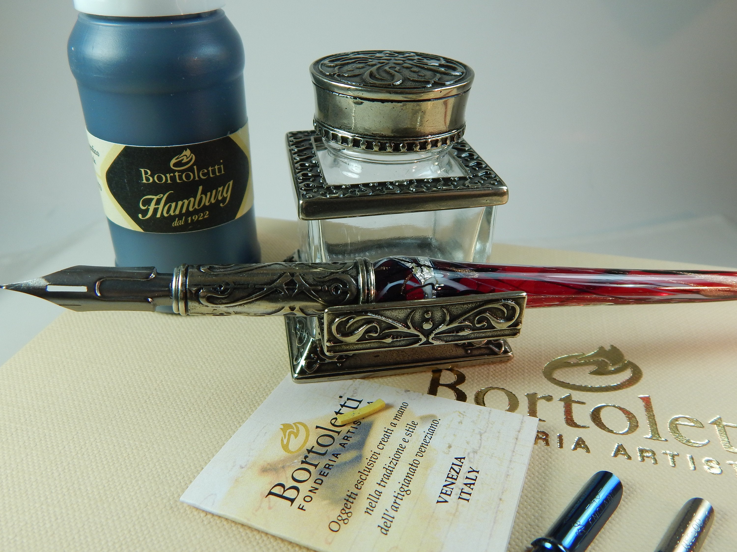 Bortoletti Murano Glass Dip Pen With Bronze Nib Holder Set Etsy