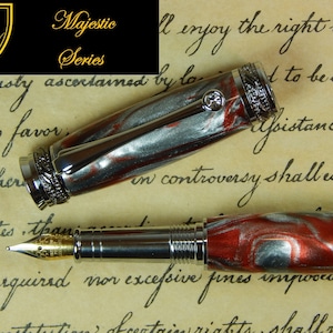 Majestic Jr. Fountain Pen with Midnight Flame Acrylic - Free Shipping #FP10134