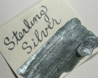 Robert Oster Shake N Shimmy Fountain Pen Ink 50ml - Sterling Silver- Shimmer Ink