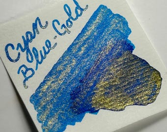 De Atramentis Fountain Pen Ink 45ml - Cyan Blue-Gold - Pearlescent