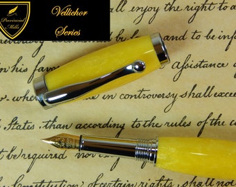 Vellichor Fountain Pen with Yellow Acrylic - Free Shipping #FP10232