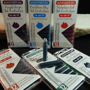 Monteverde Fountain Pen Ink Cartridges - 12 Cartridges Per Pack