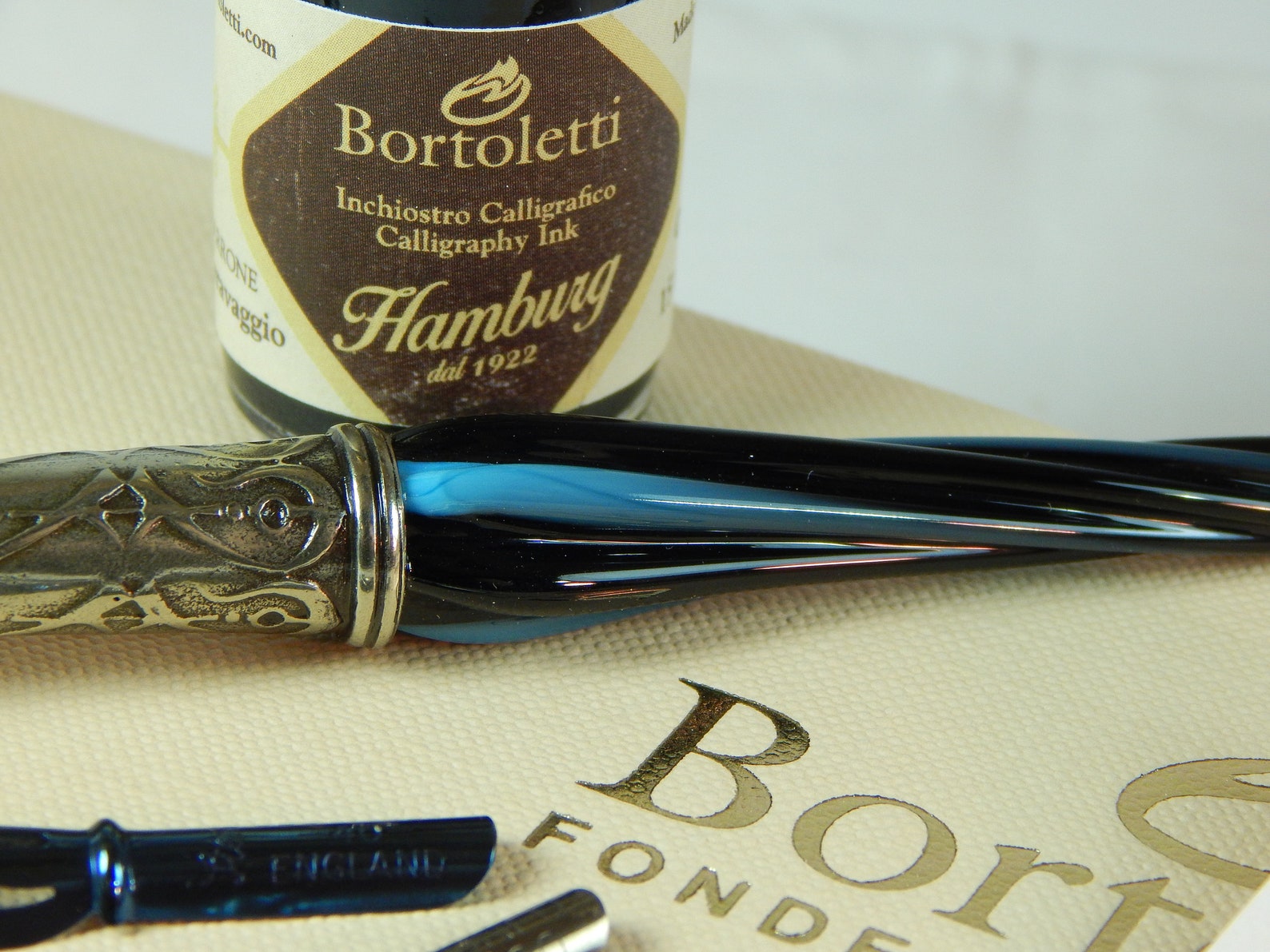 Bortoletti Murano Glass Dip Pen With Bronze Nib Holder Set Etsy
