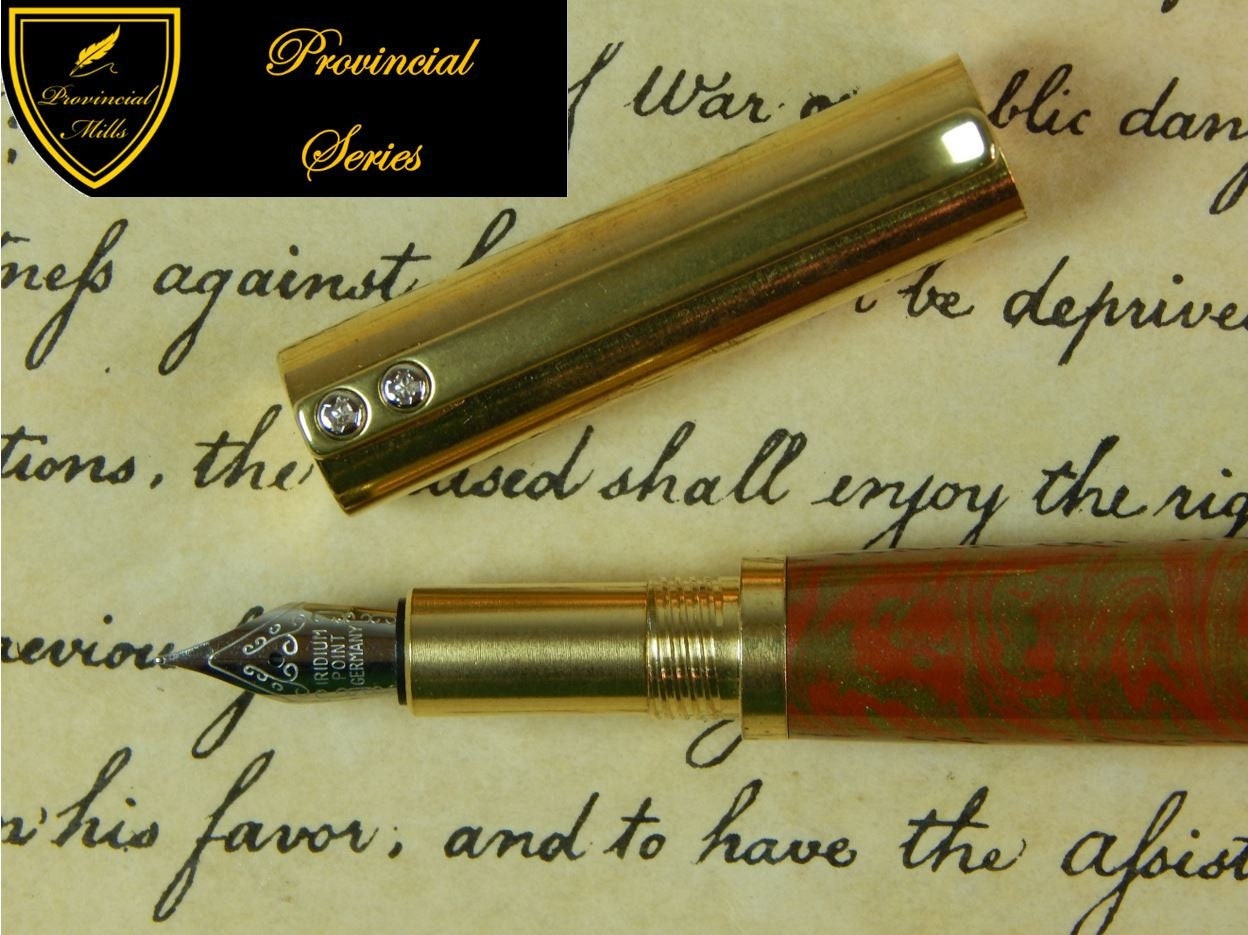 Provincial C3604 Brass Fountain Pen with Red and Gold Copper - Free Shipping #ME120