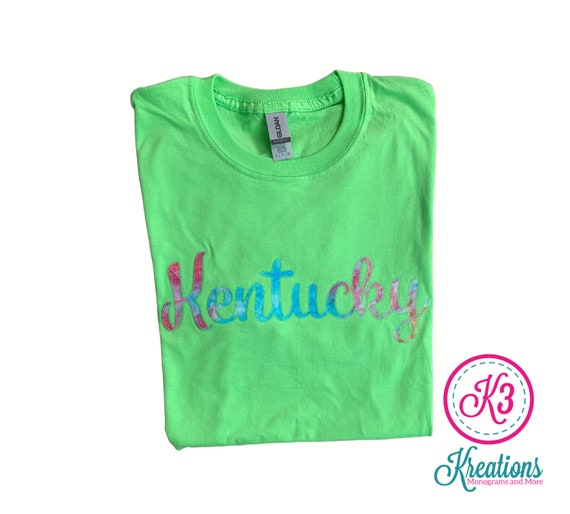 Adult Kentucky Script Embroidered Short Sleeve Tee Kentucky Etsy