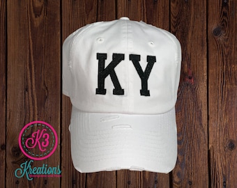 Embroidered Kentucky KY Ball Cap, Distressed or Non-Distressed