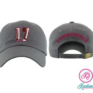 Custom Embroidered Football Number Hat, Personalized Team Ball Cap