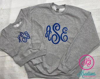 Mommy and Me Mother's Day Gift Matching Monogram Sweatshirts for Moms and Daughters, Mothers Day Gift, Custom Mothers Day Gift