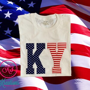 Adult KY Stars & Stripes Short Sleeve White Tee, Memorial Day Tee, Fourth of July Shirt, Patriotic Clothing, Kentucky Shirt, Kentucky Pride