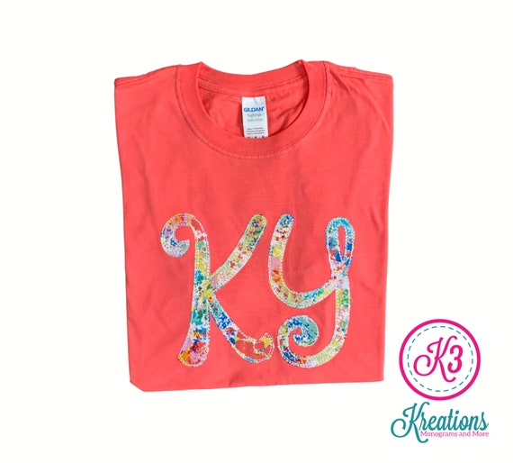 Adult KY Kentucky Curly Embroidered Short Sleeve Tee, Kentucky Shirt, Kentucky T-Shirt, Kentucky Clothing, Kentucky Gift