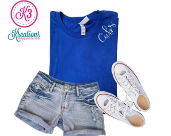 Embroidered Team Name Bella + Canvas Tee, Personalized Script Font