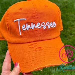 Tennessee Puff Embroidered Ball Cap, Distressed or Non-Distressed