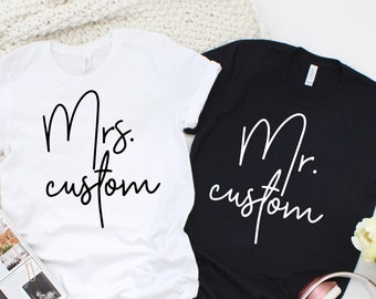 mr and mrs shirts - newlywed shirts - honeymoon shirts - just married shirts - wedding shirts - couples shirts - husband wife shirts