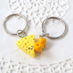 Mac and cheese best friend keychains best friend keychains kawaii charms polymer clay bff charms kawaii charms macaroni and cheese image 2