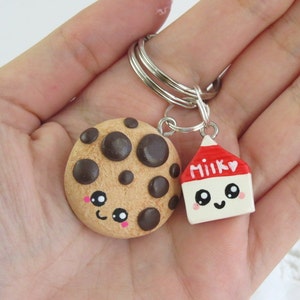 Milk and cookie best friend keychains best friend keychains kawaii charms best friend gift polymer clay bff charms set of two image 1