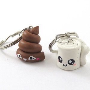 poop and toilet paper Keychains or necklace BFFs jewelry Best Friend Keychains kawaii charms polymer clay bff charms Poop Keychain image 2