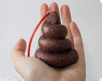 reindeer poop ornament - poop ornament - christmas gag gift - christmas tree ornament - polymer clay poop - glitter poop - magical poop