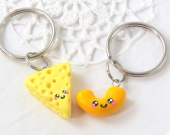 Mac and cheese best friend keychains - best friend keychains - kawaii charms - polymer clay bff charms - kawaii charms - macaroni and cheese