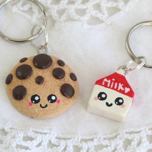 Milk and cookie best friend keychains best friend keychains kawaii charms best friend gift polymer clay bff charms set of two image 2