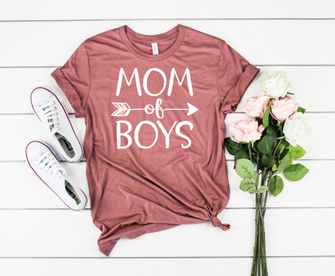 "Mom Of Boys" Women's V-Neck T-Shirt – Cute Mother's Day Gift For Mama, Mum – Sizes XS-2XL
