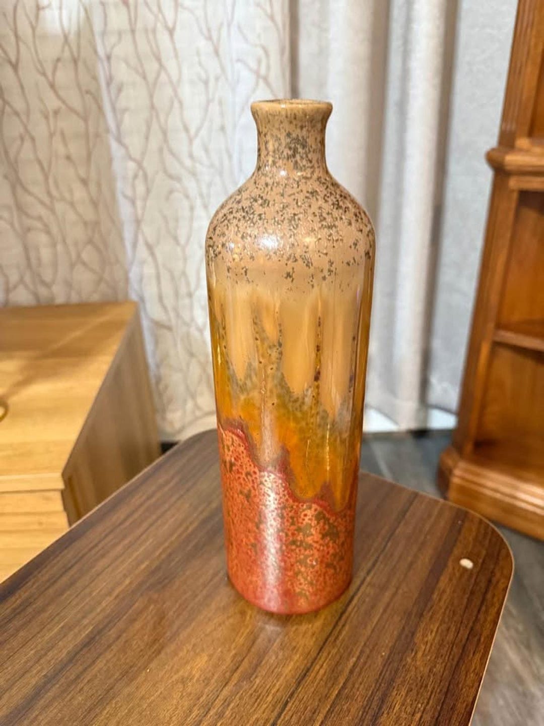 Vintage Drip Glaze Pottery Vase Earth Tone Studio Pottery Decor - Etsy