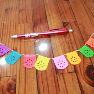 Mexican Papel Picado Banner: Dia de los Muertos Decor, Handmade in Puebla 1"x 0.50" / 8 Flags