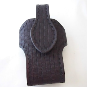 Large hand tooled leather cell phone case cover Made in Montana