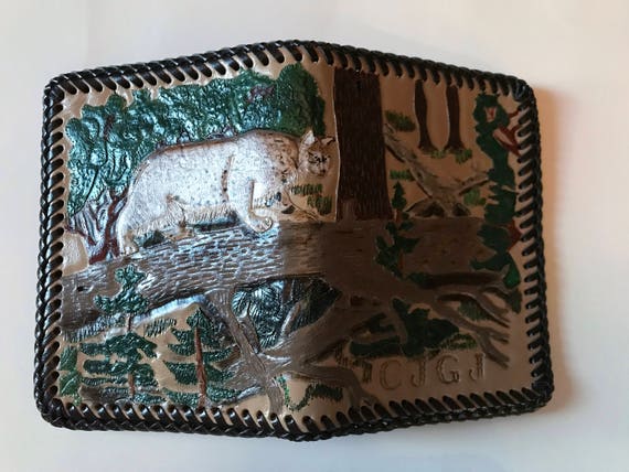 Custom Made Hand Tooled Hand Painted Leather Bi-fold Wallet 