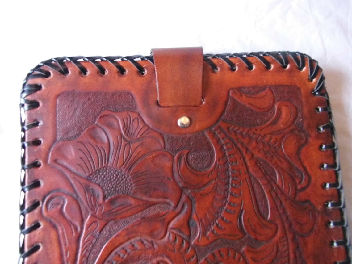 Small Hand Tooled Leather Tablet Case With Buffalo Made in - Etsy