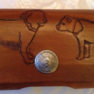 Custodia in pelle telefono intelligente con mano lavorati cani (Made in Montana), custom made