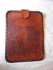 Small hand tooled leather tablet case with buffalo Made in Montana 