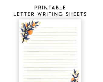 SPANISH Printable Letter Writing Sheets - Citrus Floral - No Resident Will Say "I am sick" - Isaiah 33:24, Ministry, Personal Letters