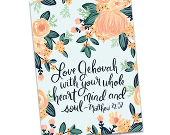 Love Jehovah with Your Whole Heart, Mind and Soul Greeting Card